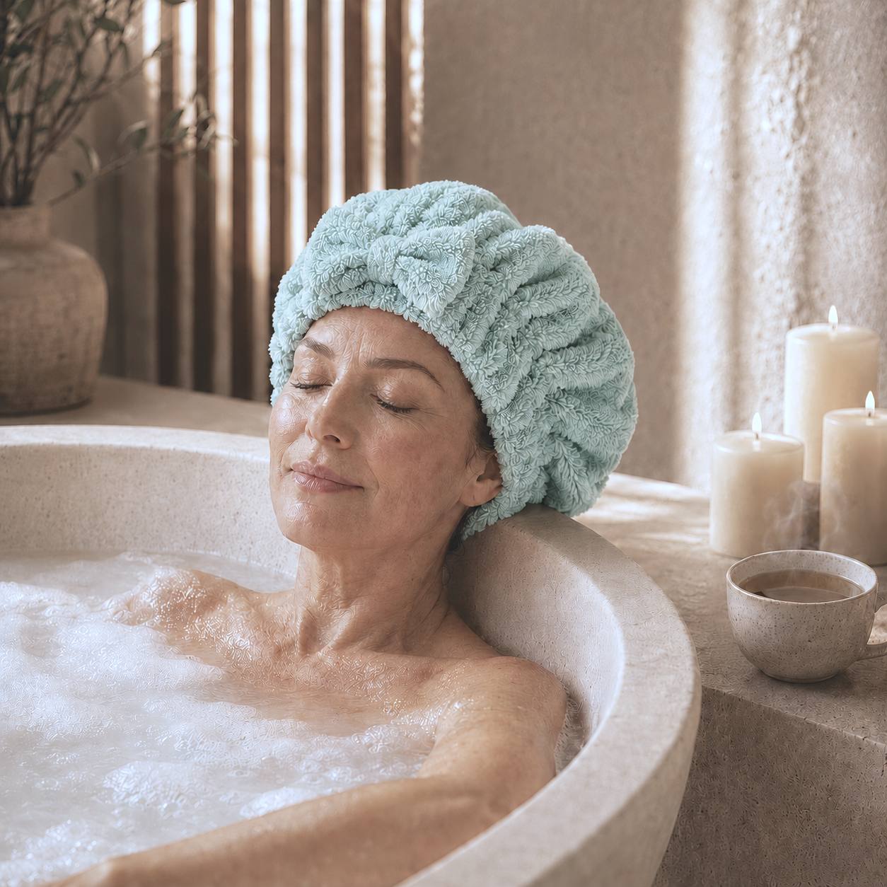 Cozy Fleece Hair Wrap Towel For Everyday Use At Home Indoors