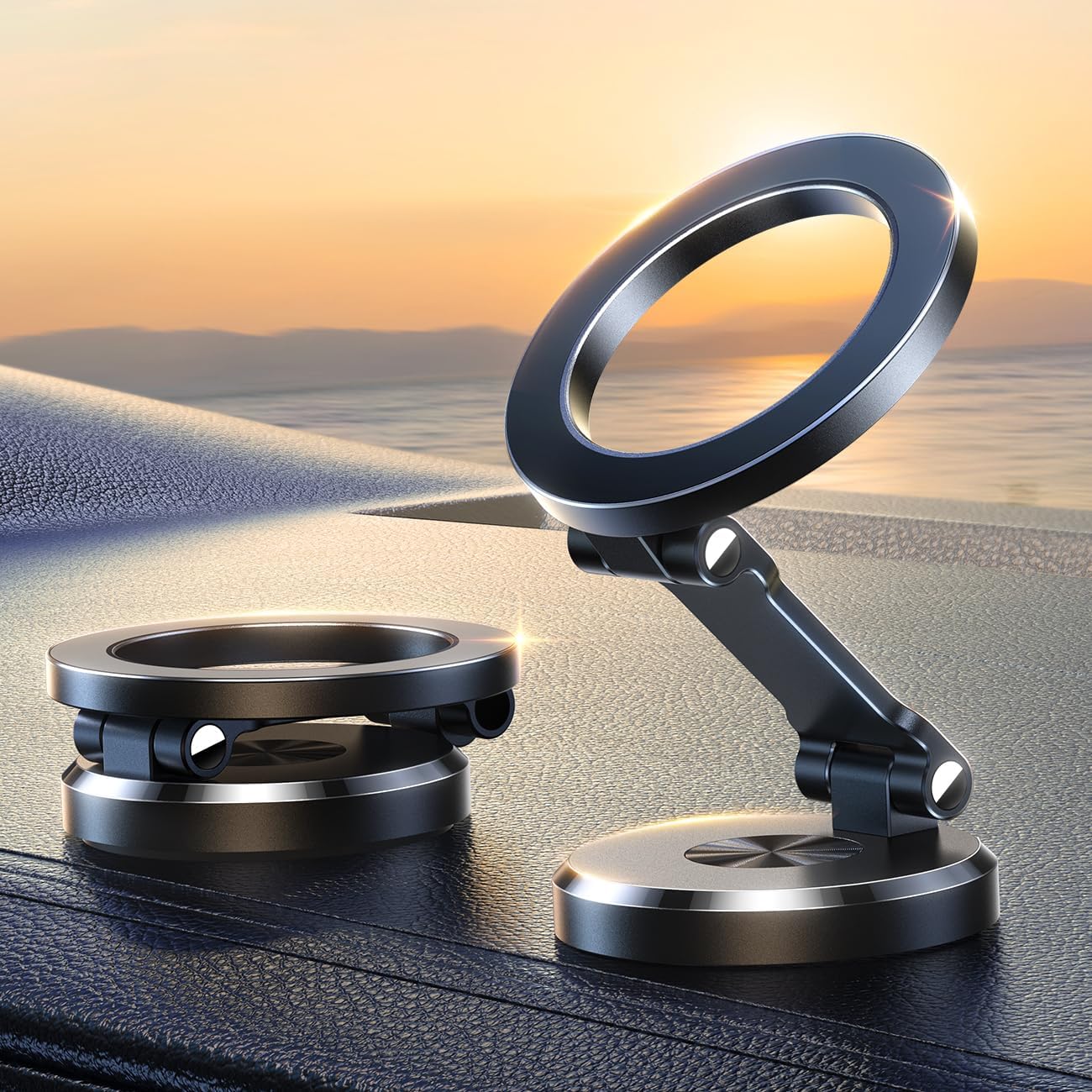 Magnetic Car Phone Holder - 360 Degree Rotating - Foldable - Zinc Alloy & ABS - Universal Fit | meowbutter