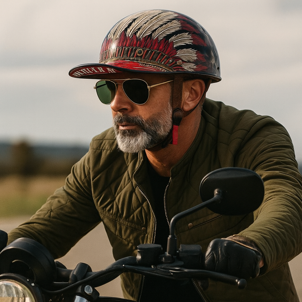 Casque de moto rétro profil baseball couvrant la moitié du visage