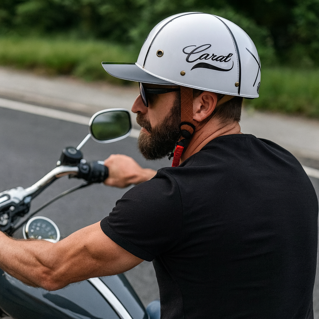Casque de moto rétro profil baseball couvrant la moitié du visage