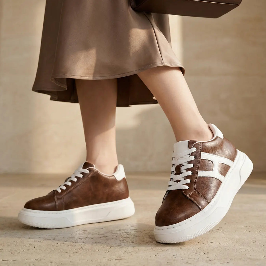 Hexo 8 Cm Hidden Lift Sneakers For Women With Textured Leather Upper