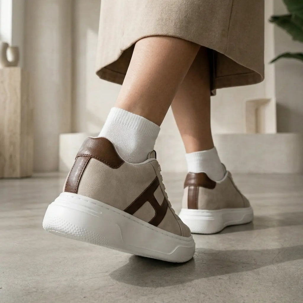 Hexo 8 Cm Hidden Lift Sneakers For Women With Textured Leather Upper