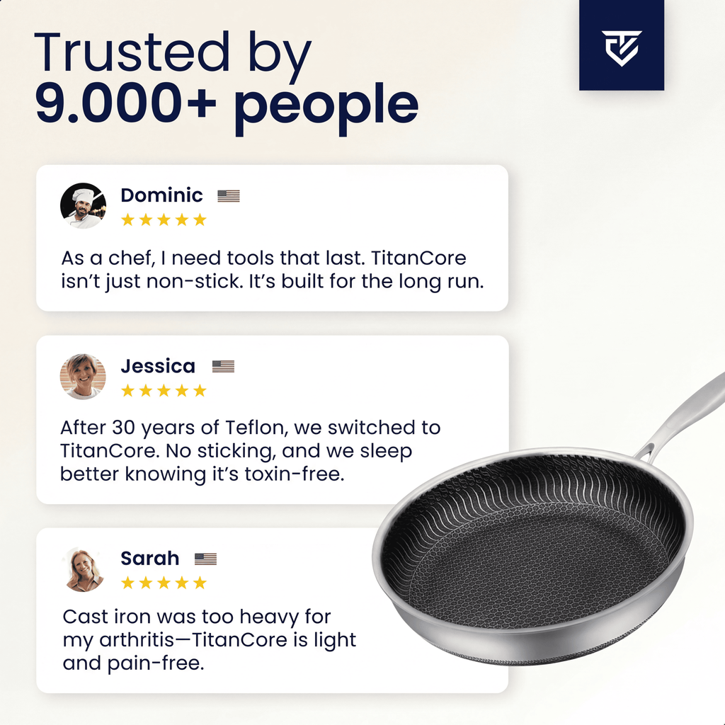 Premium Pure Titanium Non-Stick Pan for Clean Cooking and Lifetime Durability