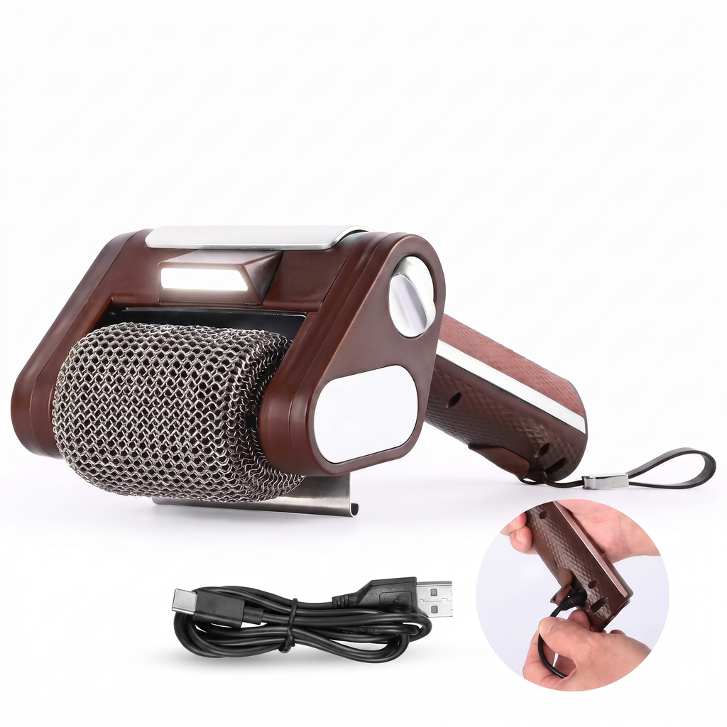 IronGrill Brush Motorized Scrubbing With LED Light And Steel Scraper