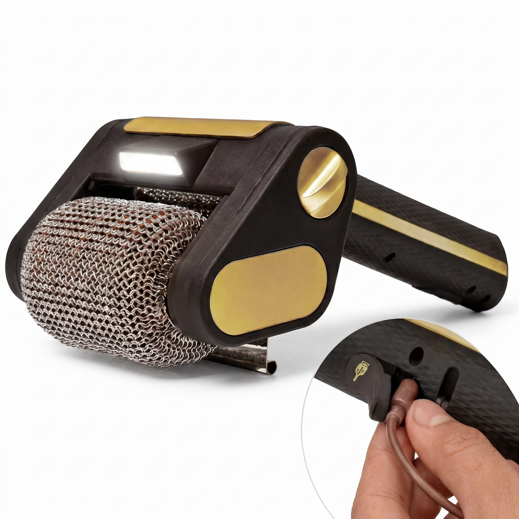 IronGrill Brush Motorized Scrubbing With LED Light And Steel Scraper