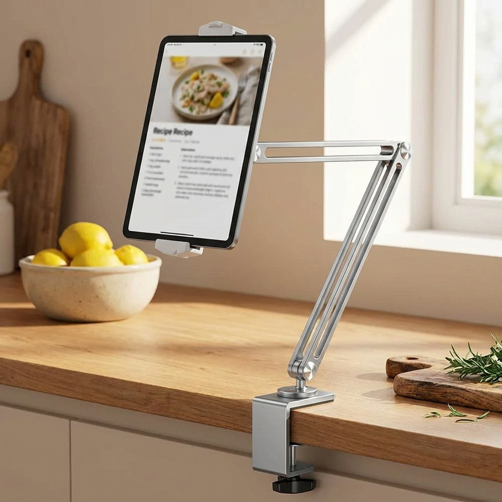 Stojan na tablet a telefon - 360stupňový otočný - hliník - nastavitelná výška a sklon - na stůl i noční stolek | meowbutter