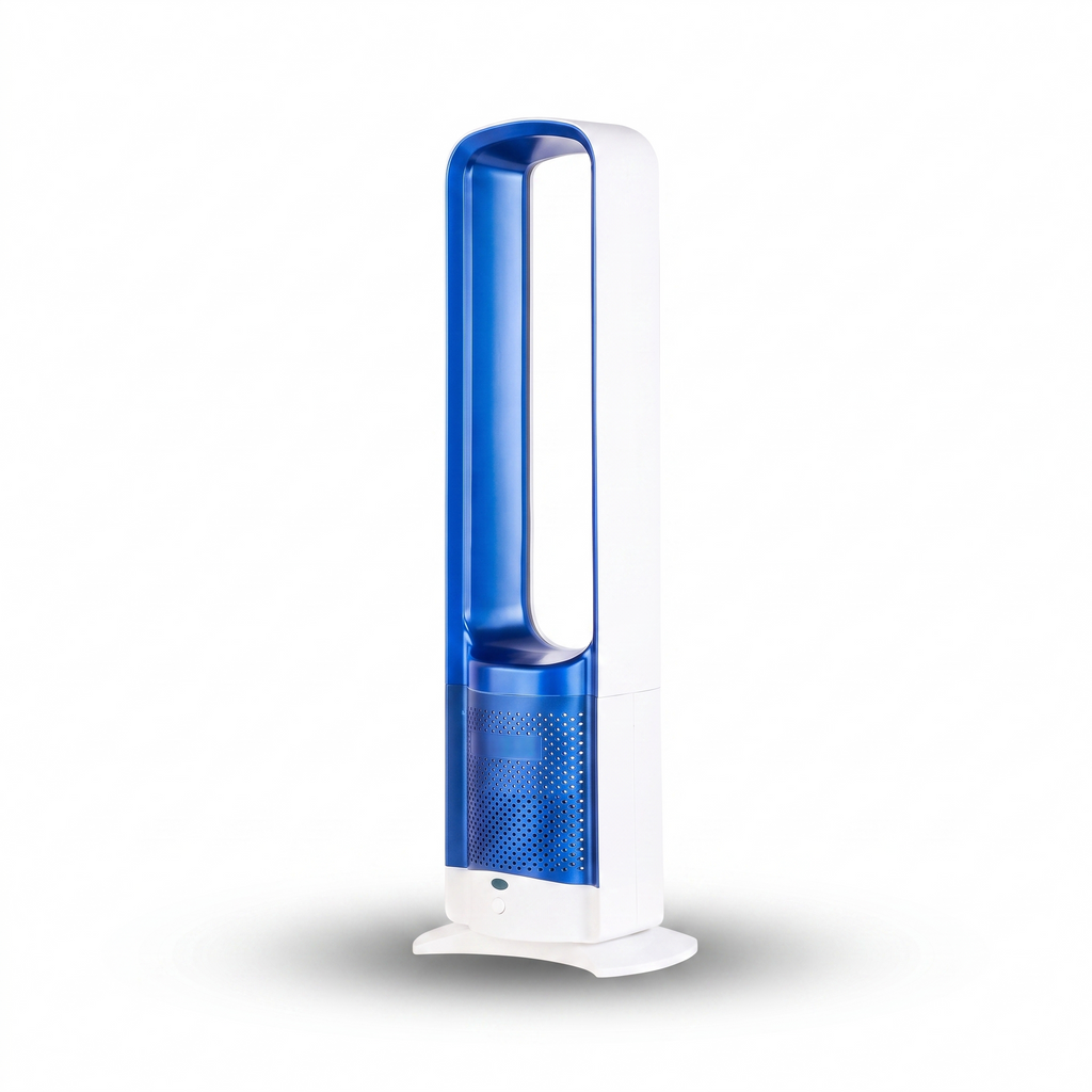 Bladeless Floor Fan - 32 Inch - Air Purifier - Remote Control - Quiet DC Motor - Pink, Grey, Blue & Gold | meowbutter