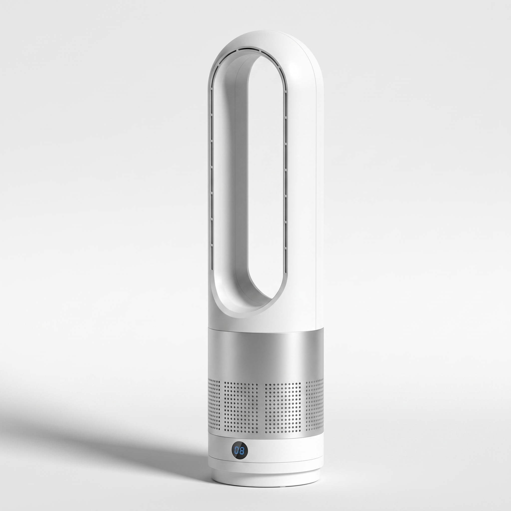 Beznáblový věžový ventilátor a čistička vzduchu - HEPA - Tichý DC motor - Dálkové ovládání - Bílá, Platinová a Stříbrná | meowbutter