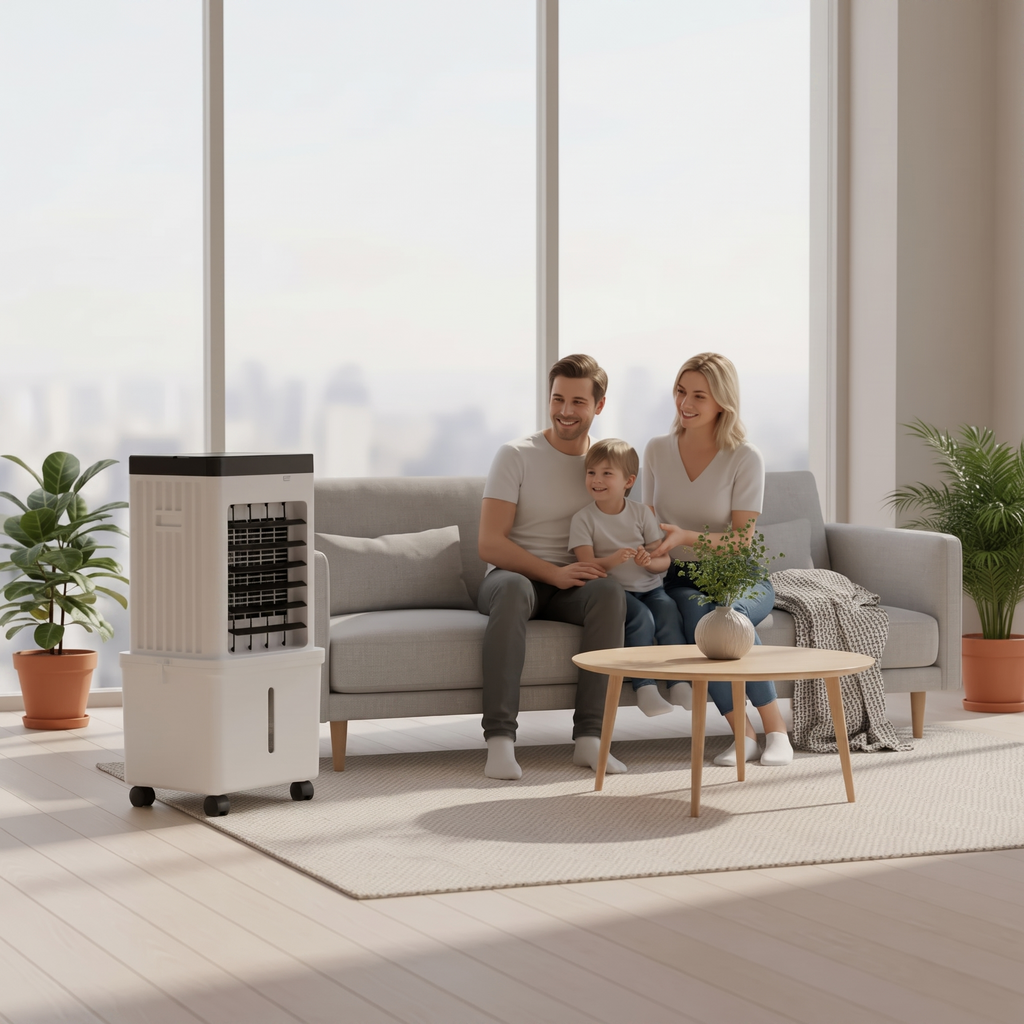 Bærbar vinduesfri aircondition - 3-i-1 køling og befugtning - hjul med støtter - 565×260 mm | meowbutter