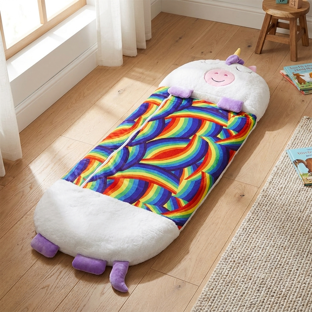 Kinderschlafsack mit Tiermotiv – weiches, gemütliches Design – lustiges Campingzubehör | meowbutter