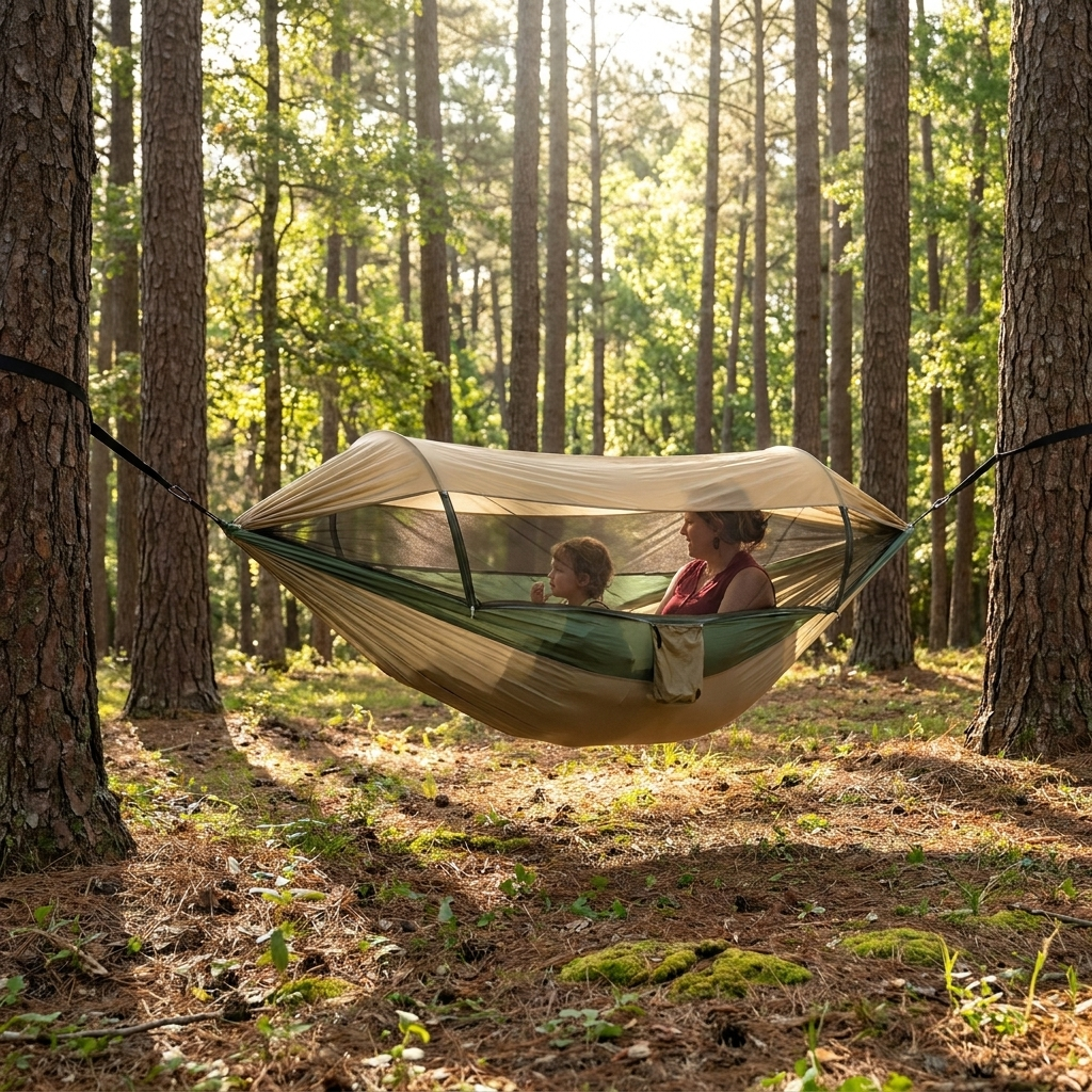 Hamaca Doble para Camping - Incluye Mosquitera - Diseño Cómodo para Exterior | meowbutter