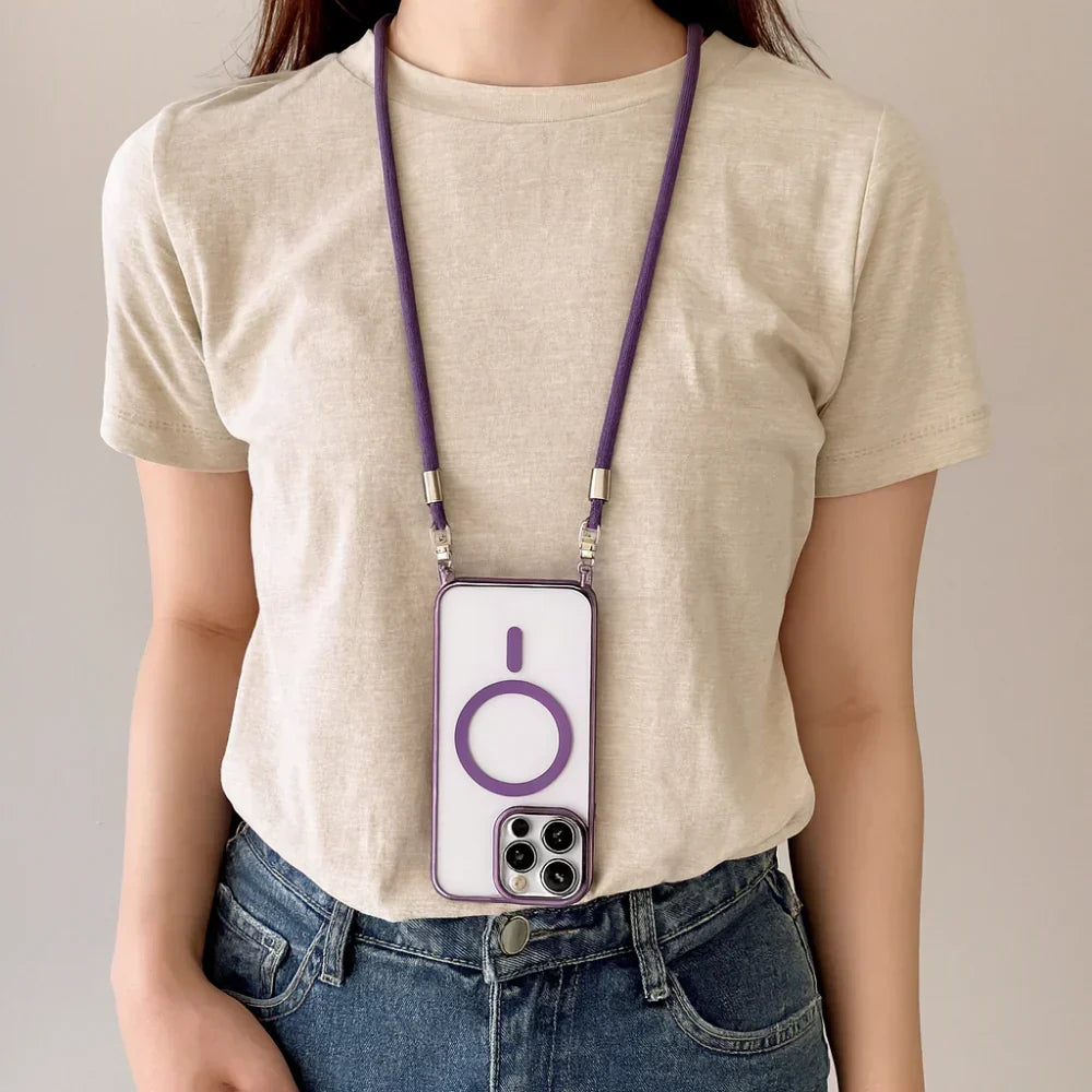 MagSafe-dwarse telefoontas — Koordriem en hoes