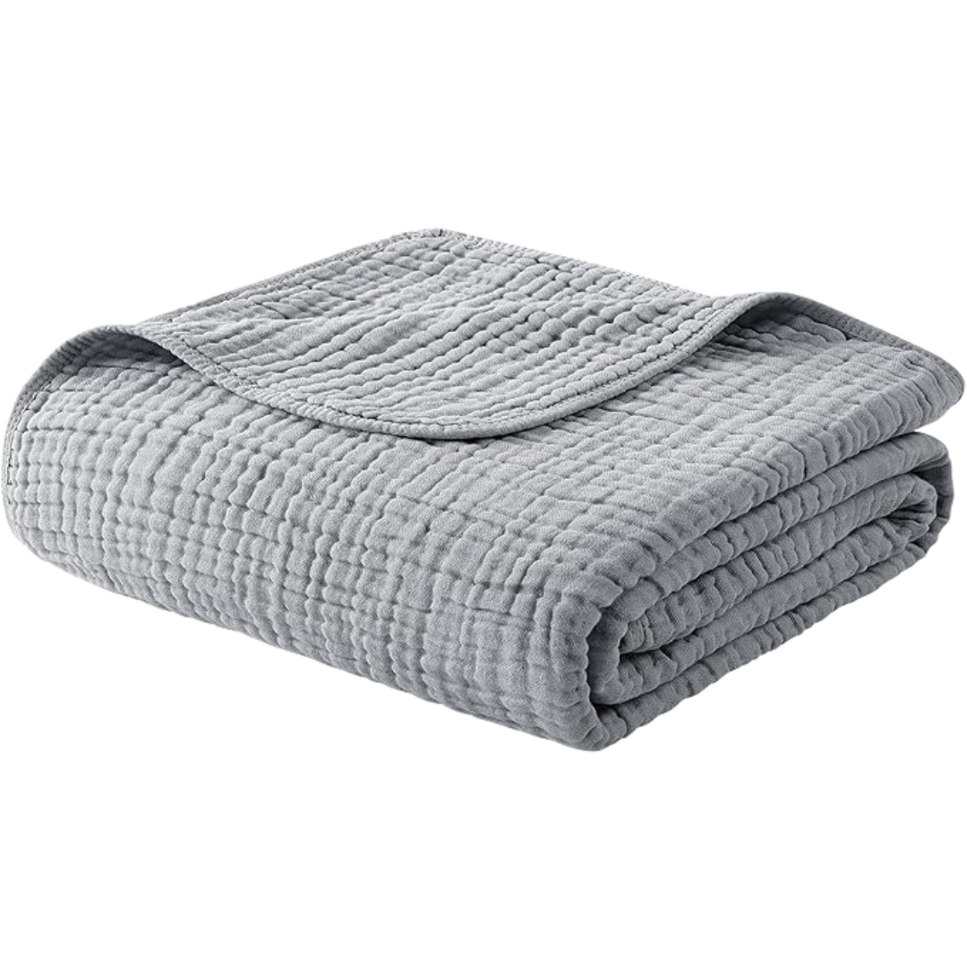Klassische Decke mit Monogramm aus 100 % Musselin-Baumwolle