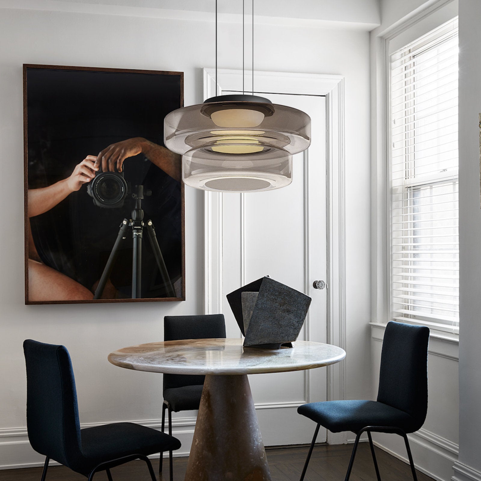 Glass Pendant Lamp | Bauhaus Style Hanging Light | Meowbutter