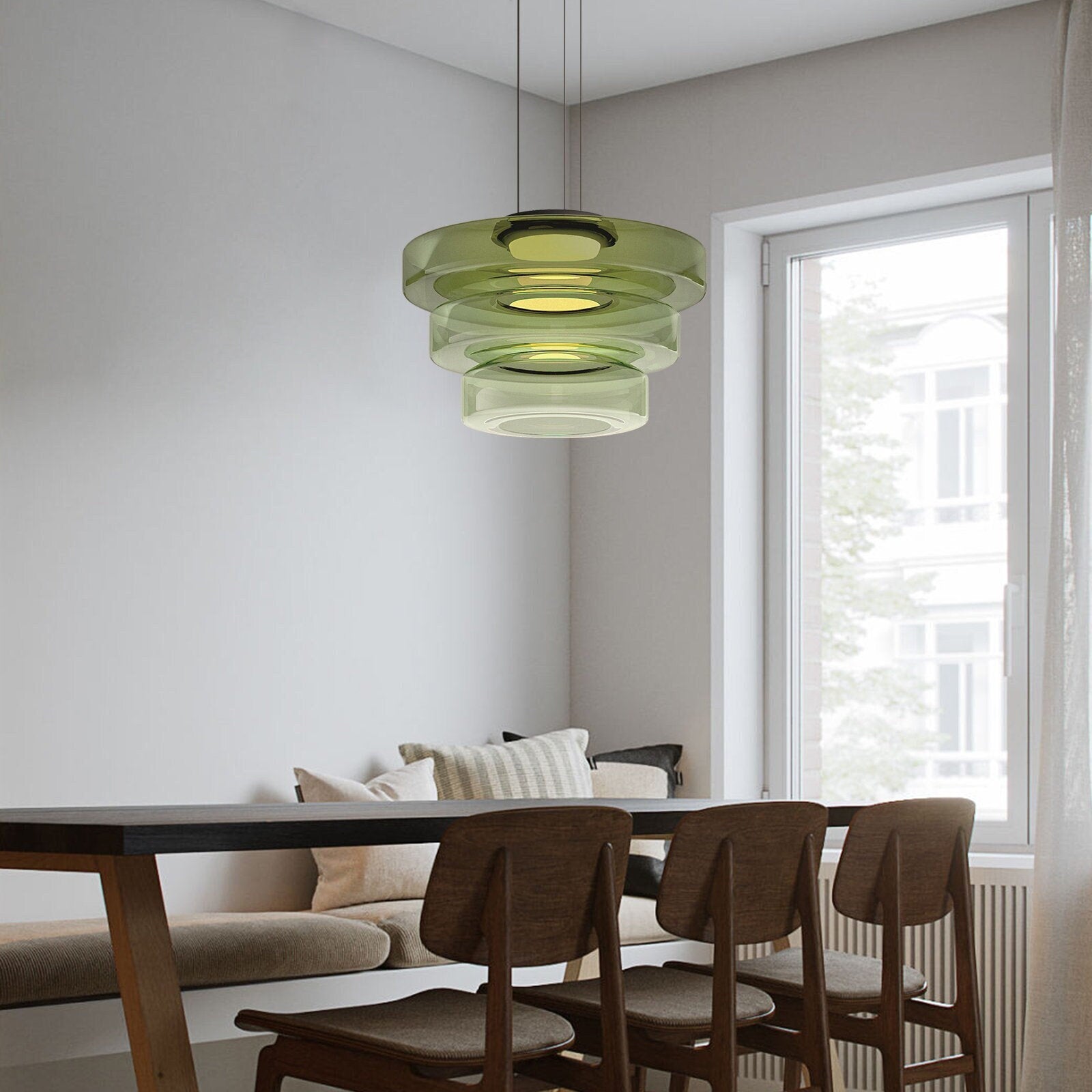 Glass Pendant Lamp | Bauhaus Style Hanging Light | Meowbutter