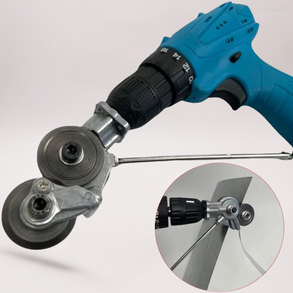 Dual Head Sheet Nibbler Drill Attachment — Precision Metal Trimmer