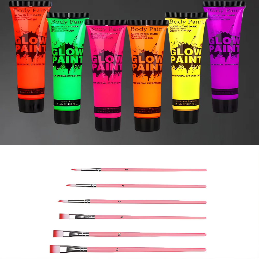 6-teiliges Neon-UV-Leuchtkörperfarben-Set