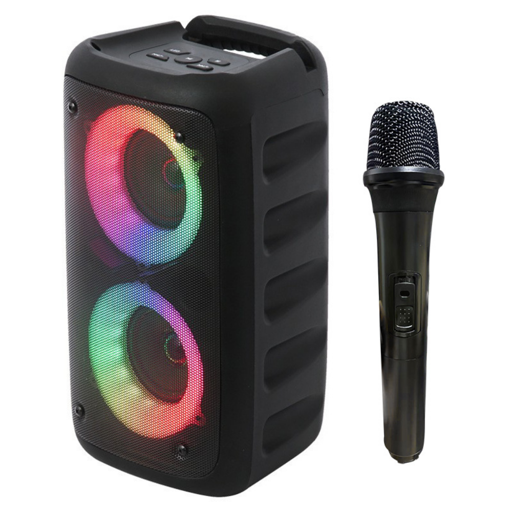Portable Karaoke System — 15W Dual-Driver Speaker, Bluetooth 5.2, Microphones