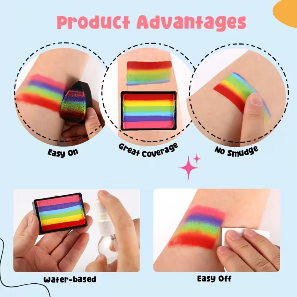 Sada neonových barev na tělo pro fotbalový míč - UV zářivá paleta Split Cake