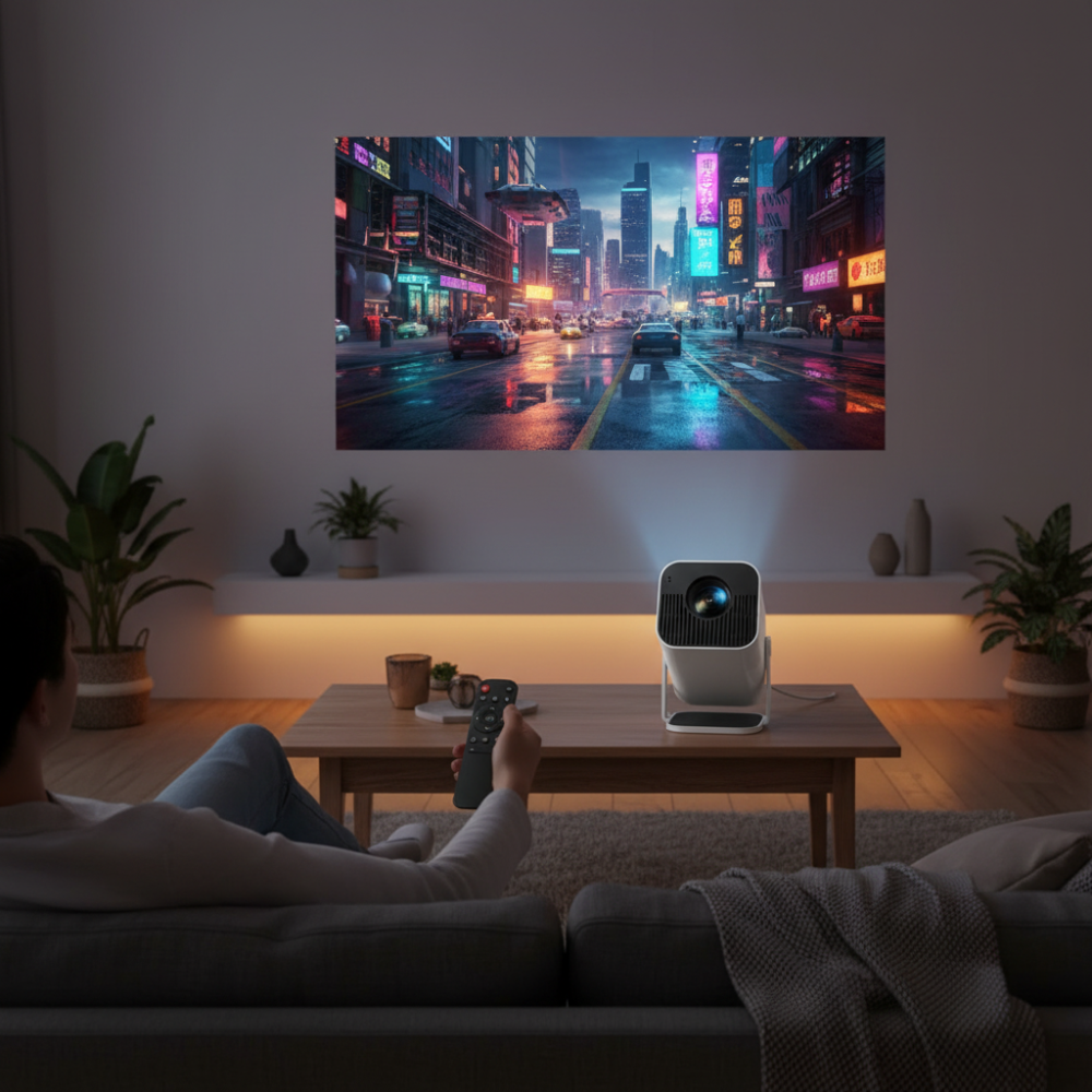 Trådløs mini-projektor med 1080P — bærbar LCD-skjerm, kompatibel med 4K-inngang