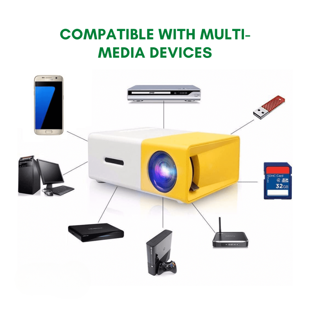 World Cup Compact Projector — HDMI Port, 100-Inch Projection