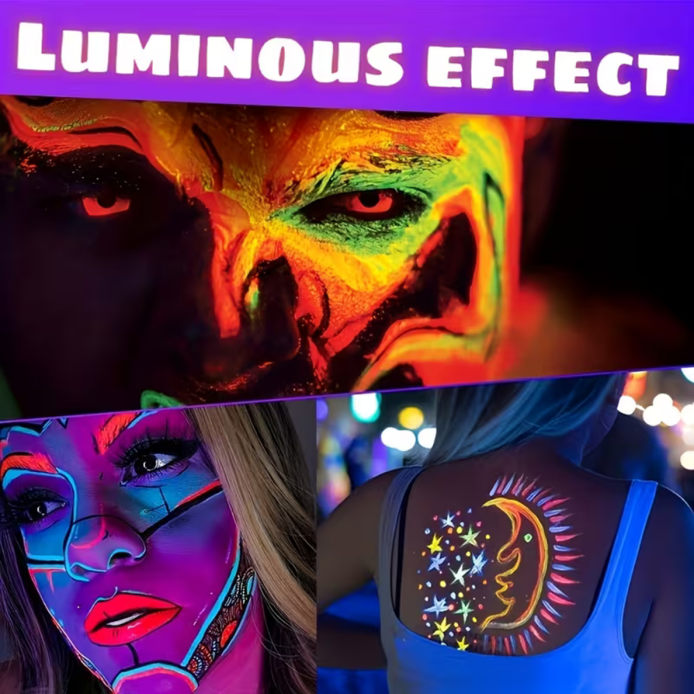 6-teiliges Neon-UV-Leuchtkörperfarben-Set