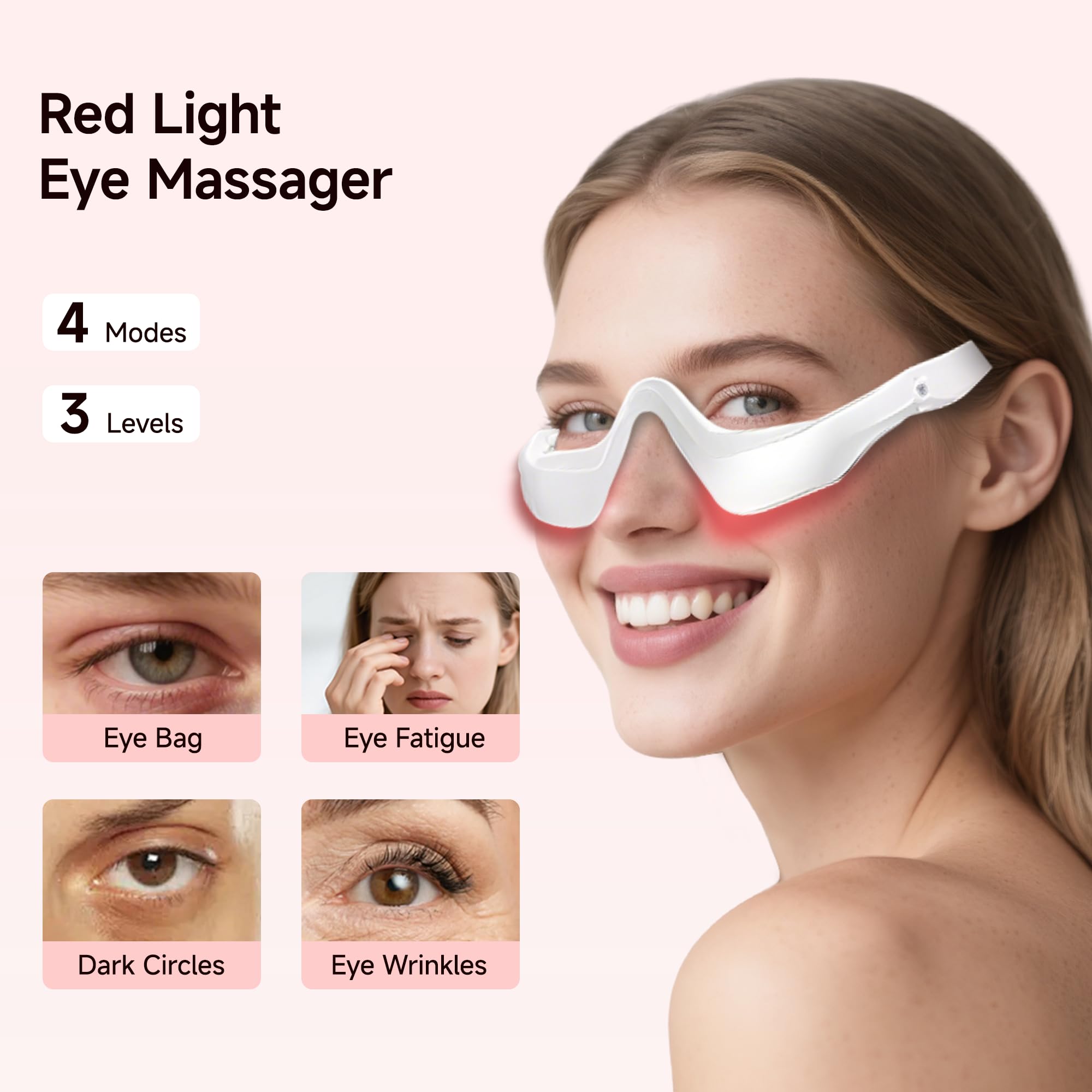 LED Eye Massager for Puffiness, Dark Circles and Smoother-Looking Skin