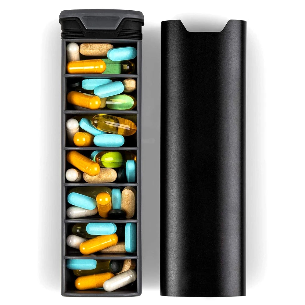 Weekly Pill Organiser - Wooden & Aluminium Design - 7-Day Medication Case | meowbutter