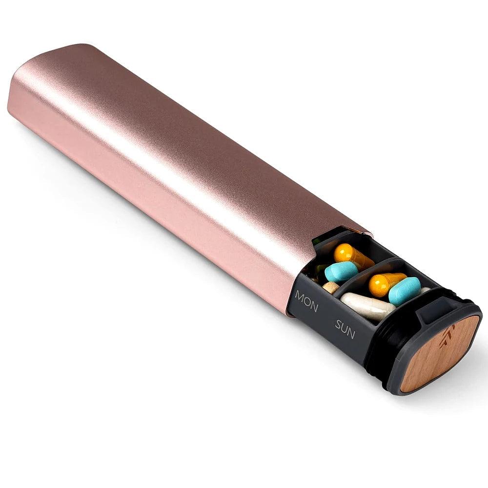 Weekly Pill Organiser - Wooden & Aluminium Design - 7-Day Medication Case | meowbutter