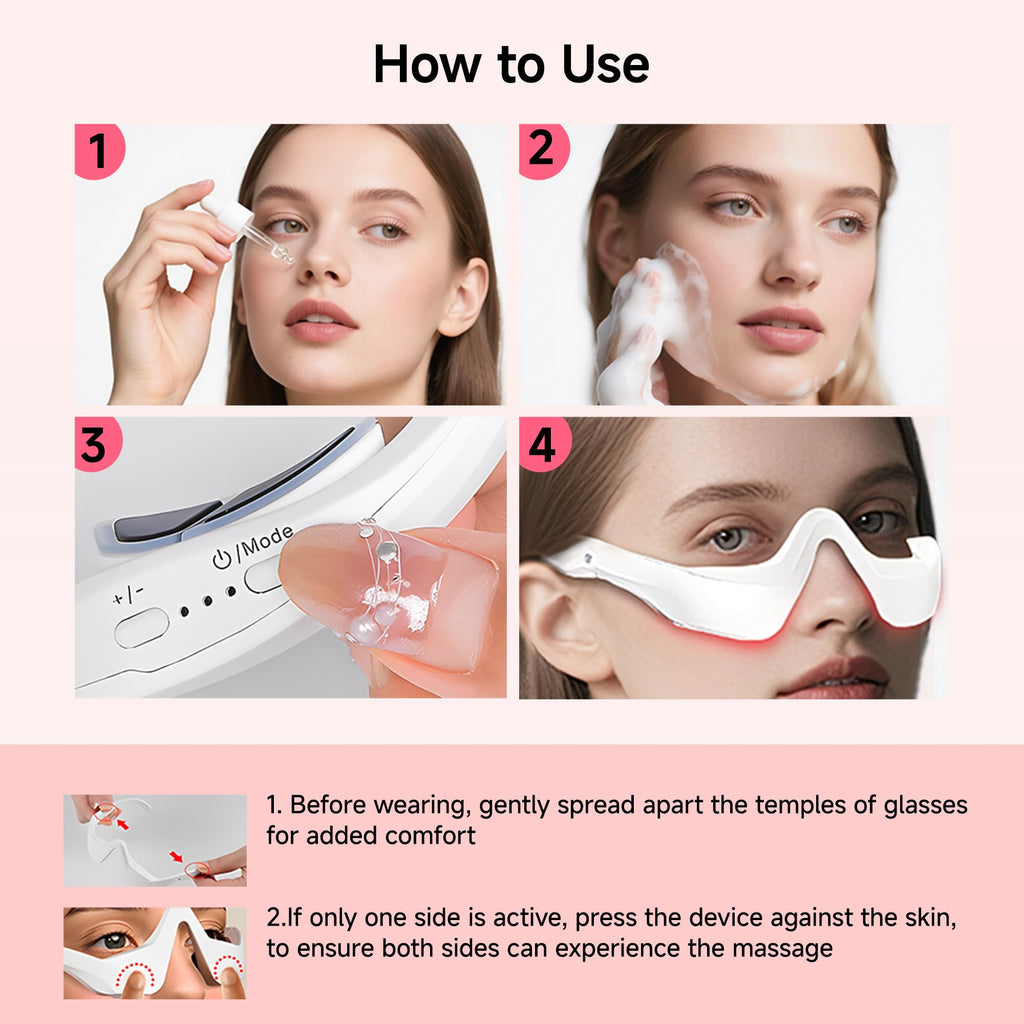 LED Eye Massager for Puffiness, Dark Circles and Smoother-Looking Skin