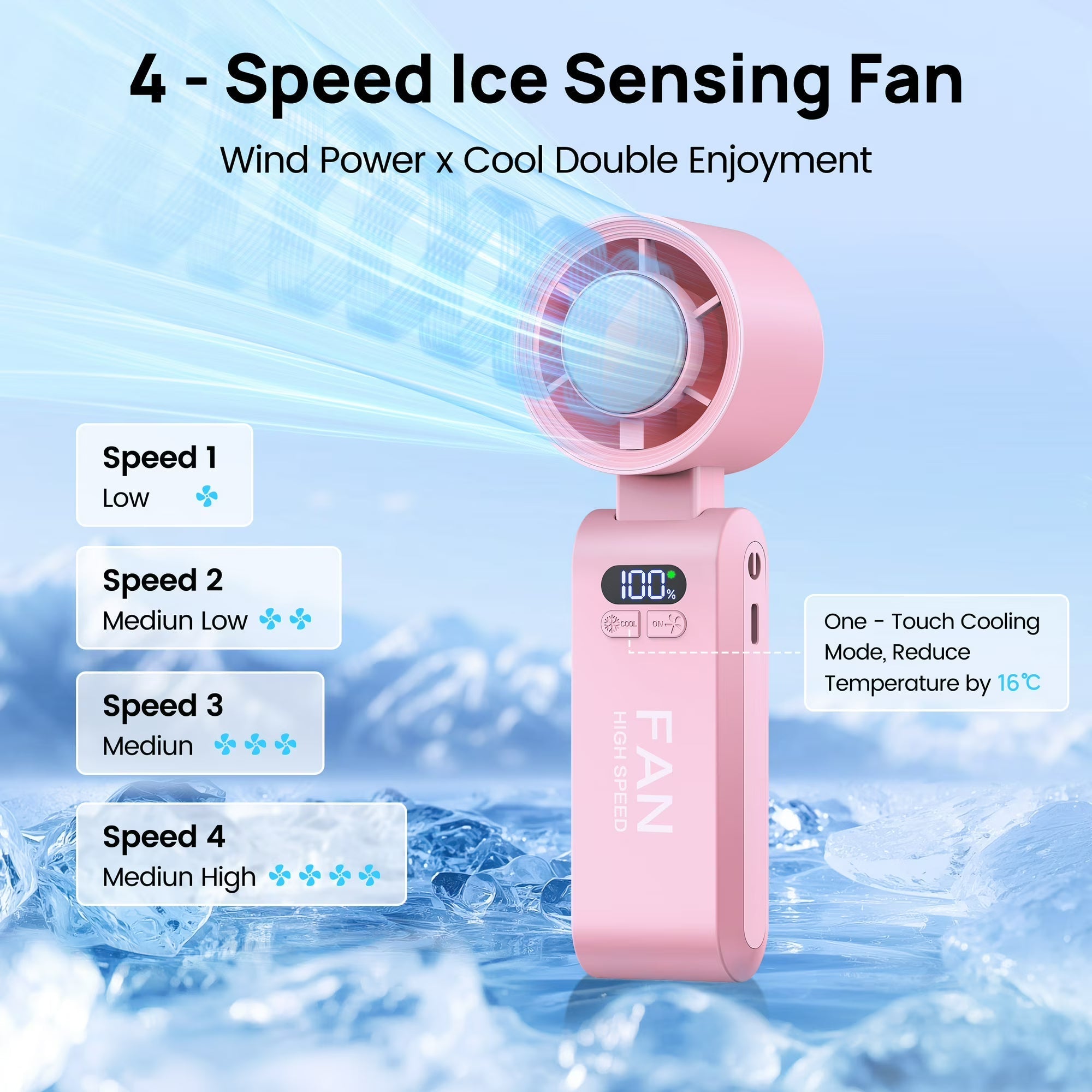 Ice Cooler Handheld Turbo Fan For Travel And Daily Use