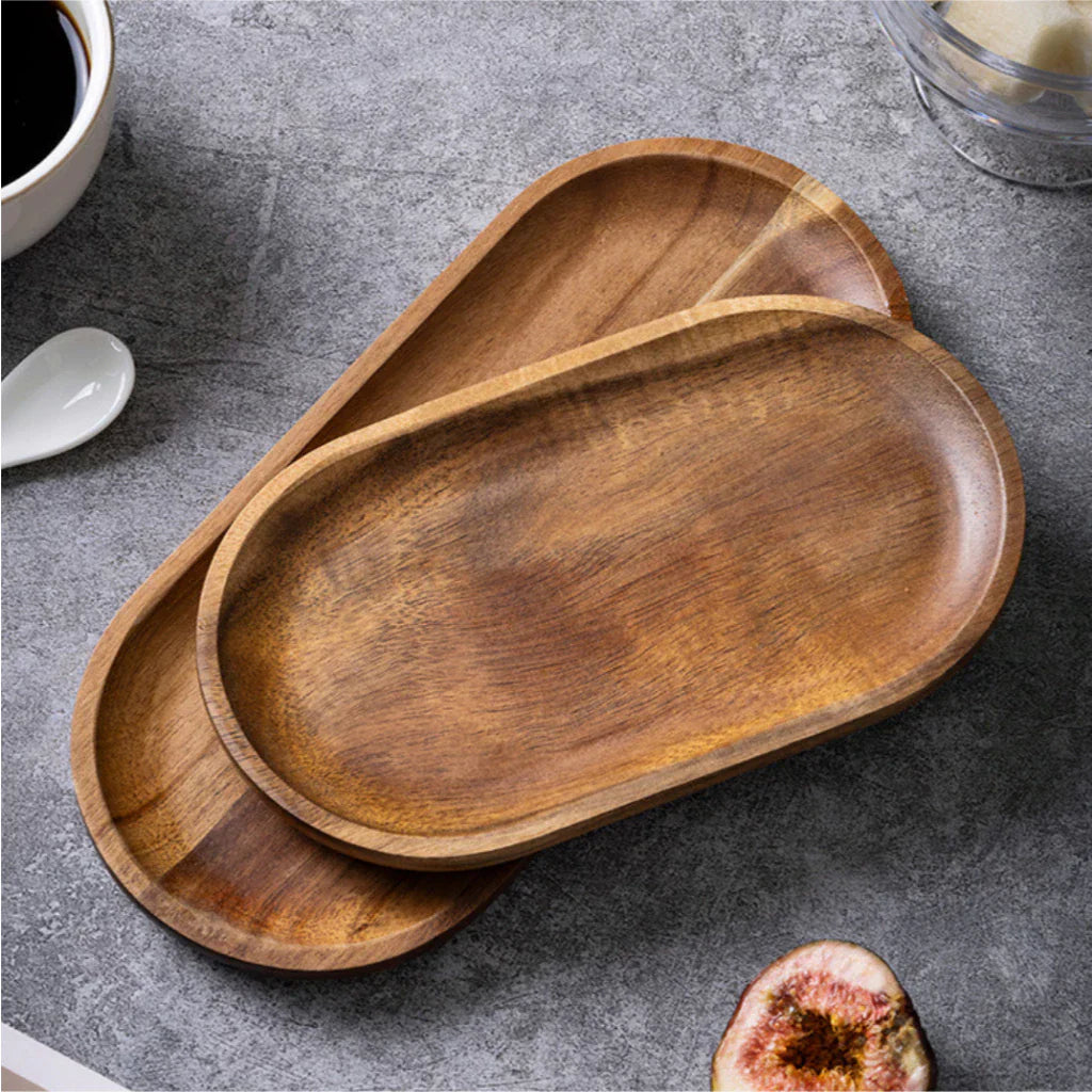 3-teiliges Holztablett-Set zum Servieren von Speisen und Desserts