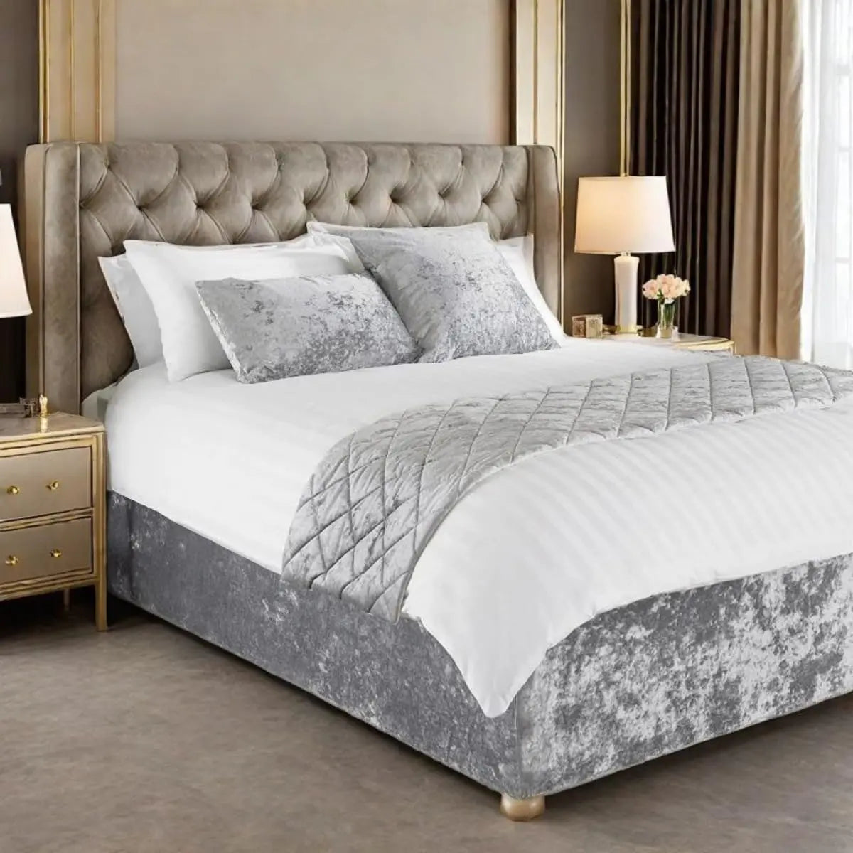 Velvet Bed Skirt With Wrap Design For Divan Frames And Base Edges