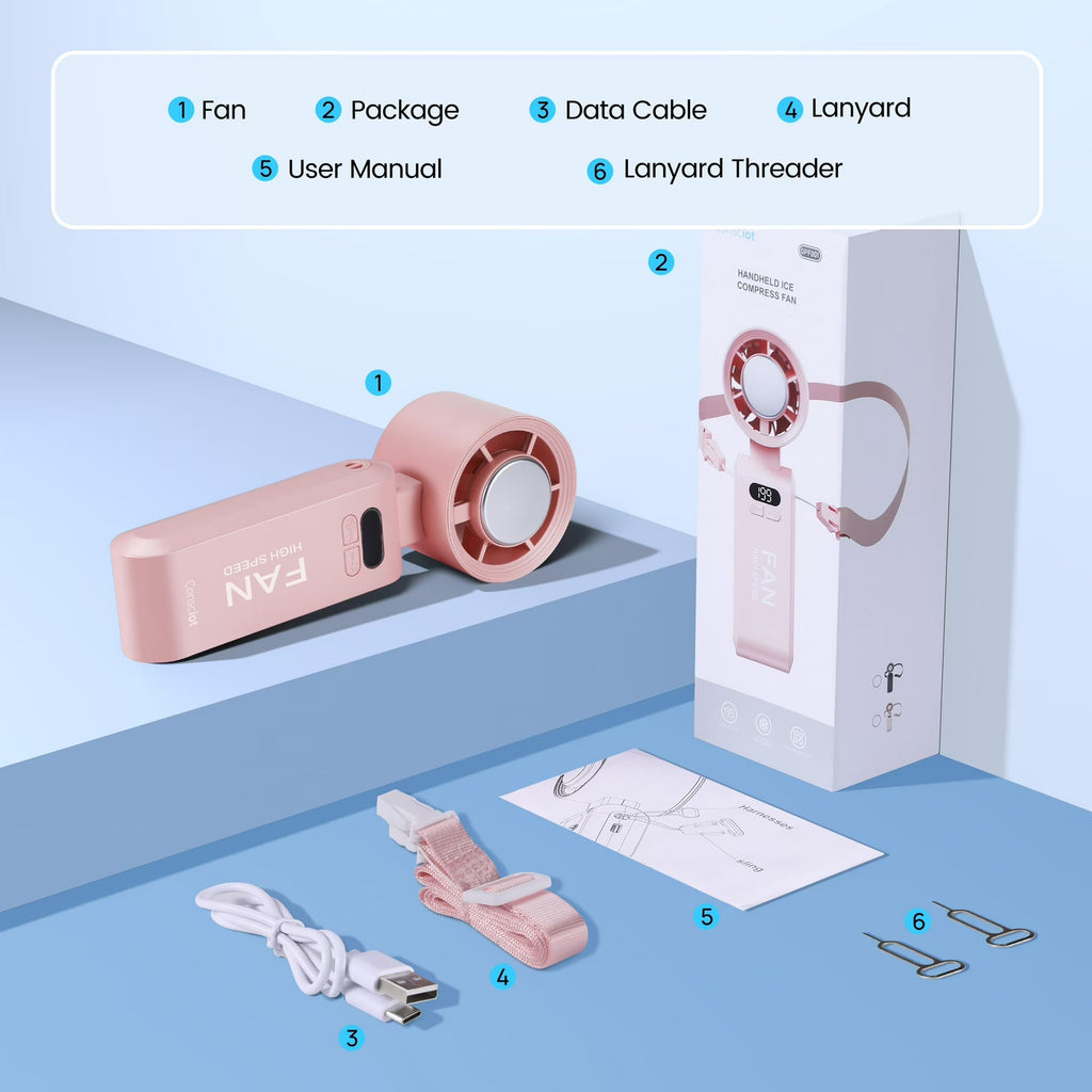 Ice Cooler Handheld Turbo Fan For Travel And Daily Use