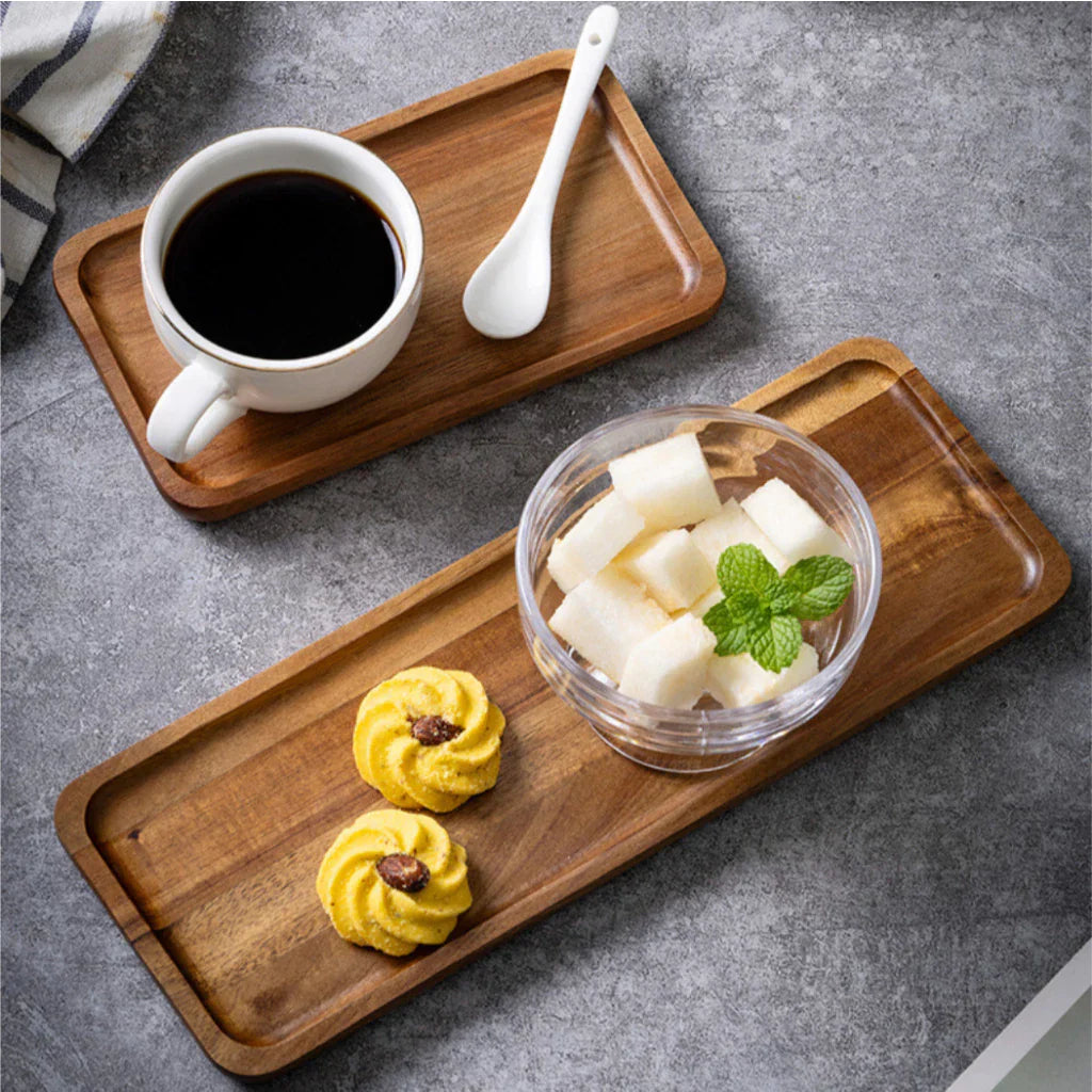 3-teiliges Holztablett-Set zum Servieren von Speisen und Desserts