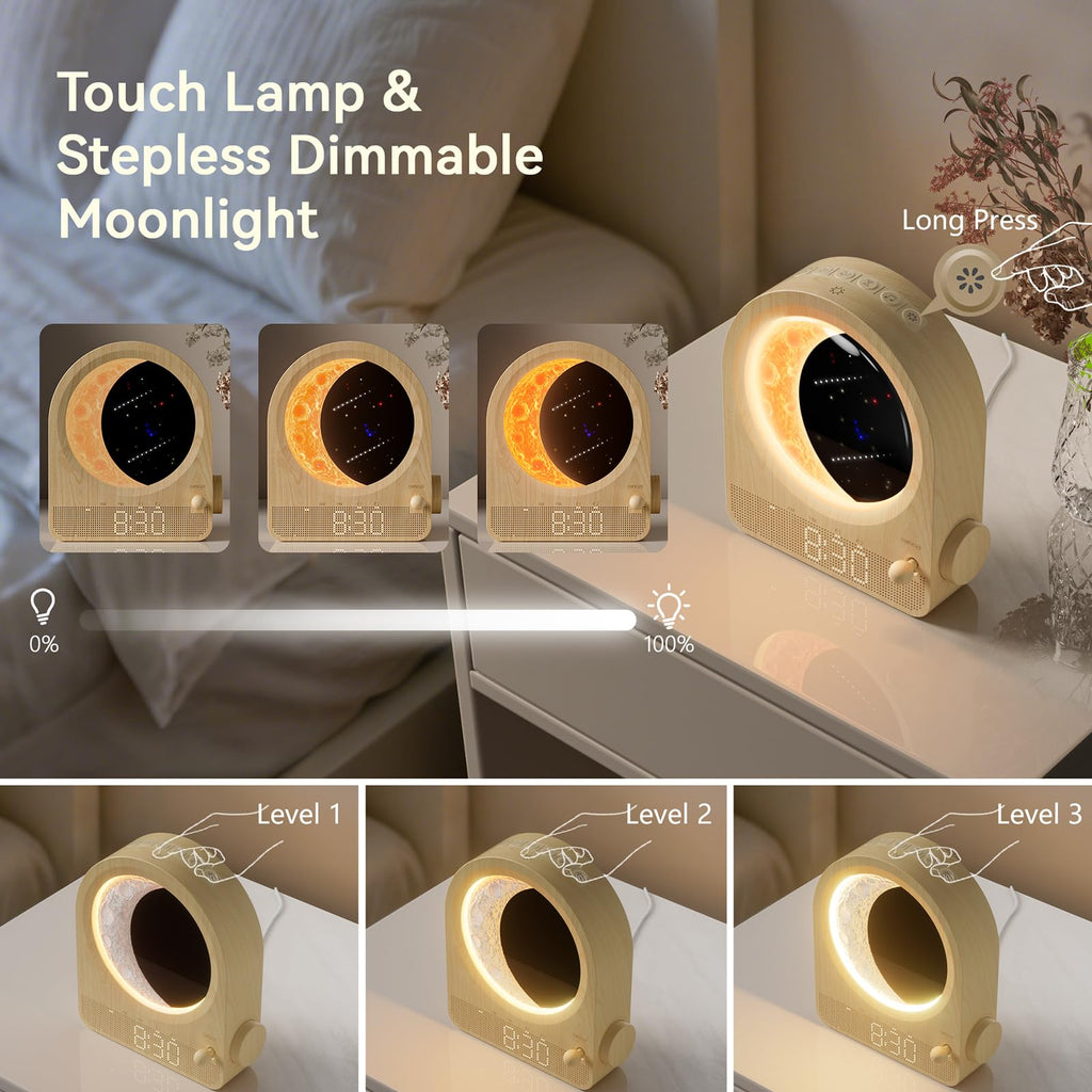 Sunrise Clock With White Noise And Dual Alarms For Bedroom Use
