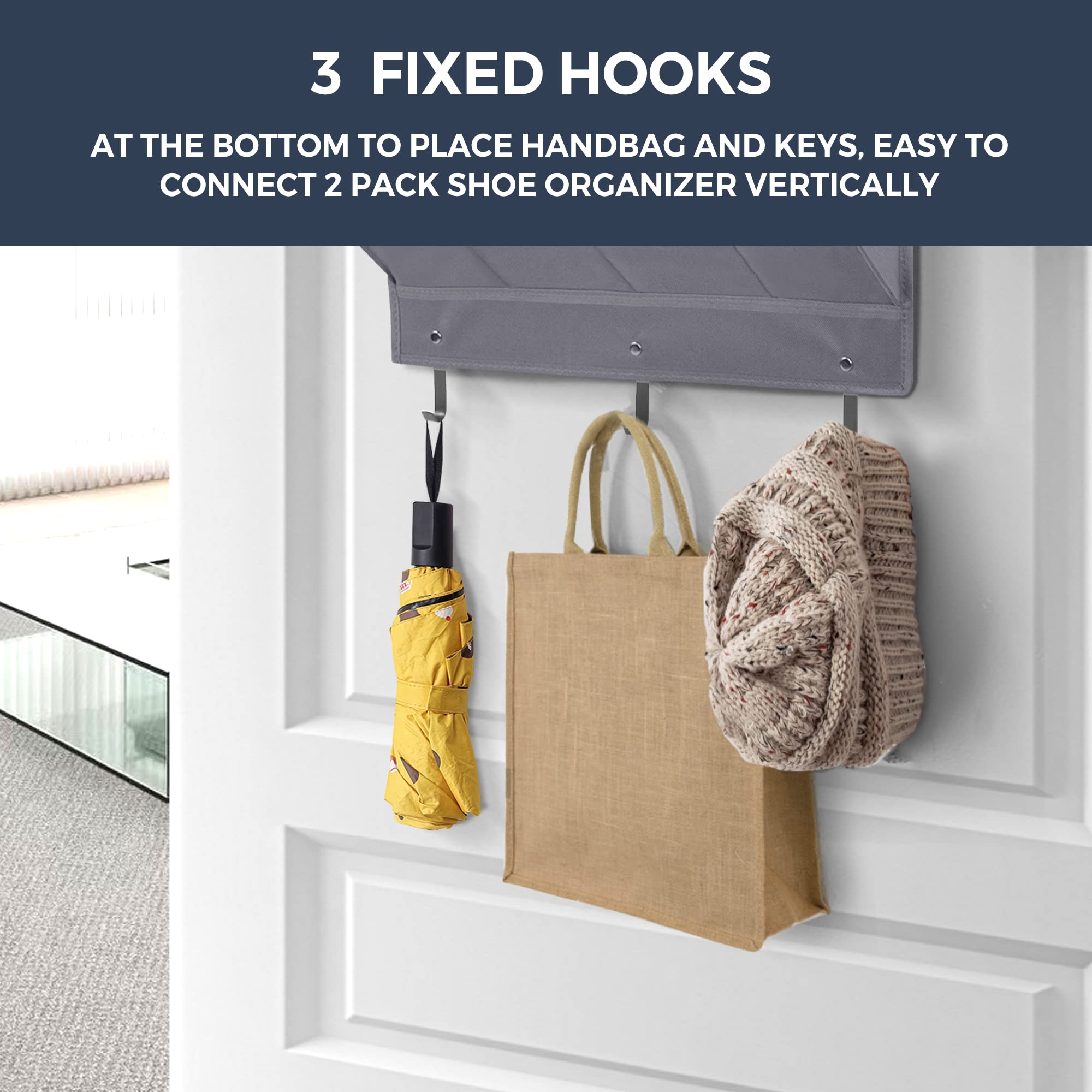 Over Door Shoe Organizer With Multiple Pockets For Shoes And Accessories
