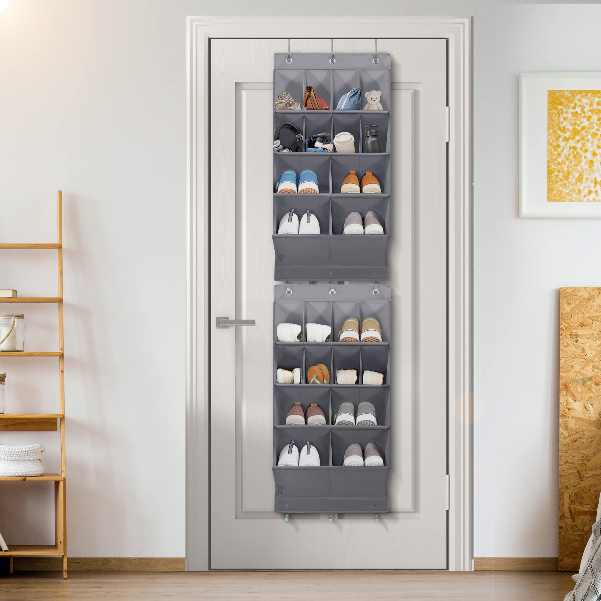 Over Door Shoe Organizer With Multiple Pockets For Shoes And Accessories