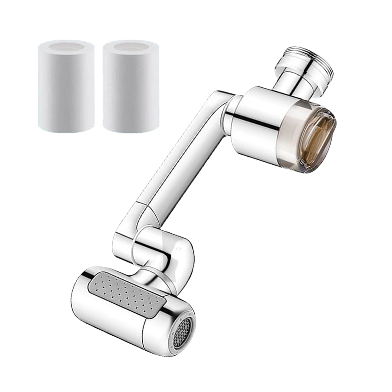 Brass Faucet Extender For Sinks, 1440-Degree Swivel, Four Spray Modes, 2 Cartridges