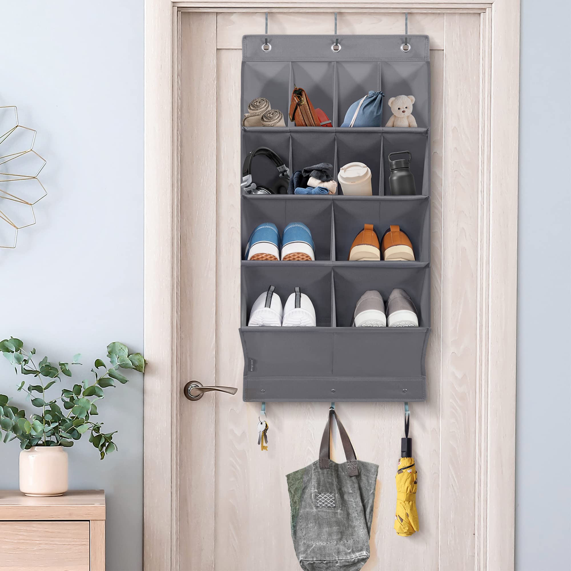 Over Door Shoe Organizer With Multiple Pockets For Shoes And Accessories
