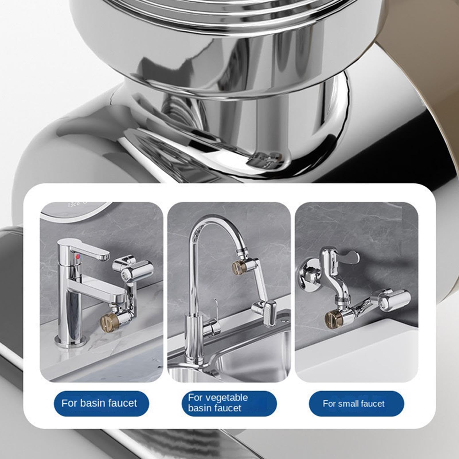 Brass Faucet Extender For Sinks, 1440-Degree Swivel, Four Spray Modes, 2 Cartridges