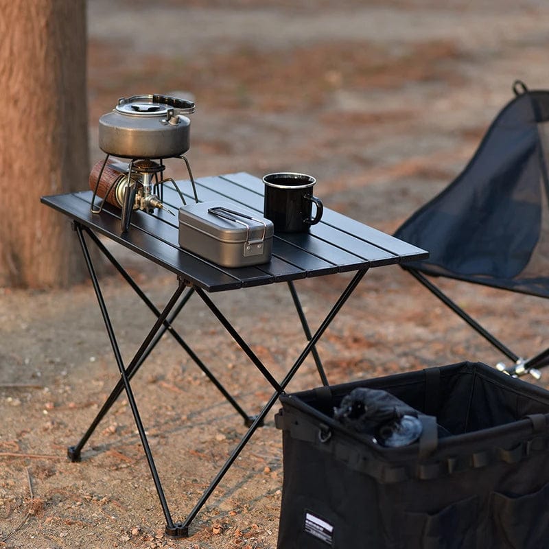 Sammenleggbart aluminium campingbord - Lettvekt - Værbestandig - 3 størrelser - Svart | meowbutter