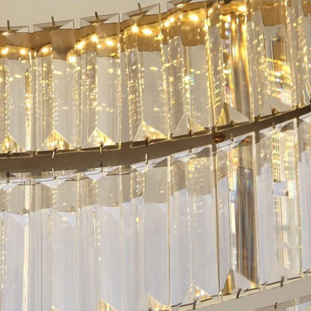 Lampada da soffitto rotonda con cristalli | Finitura oro lussuosa | Meowbutter