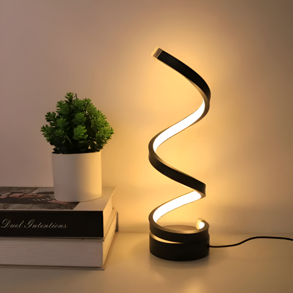 Lampada da scrivania LED nero opaco - controllo touch regolabile, braccio a molla avvolta, base con morsetto rinforzata