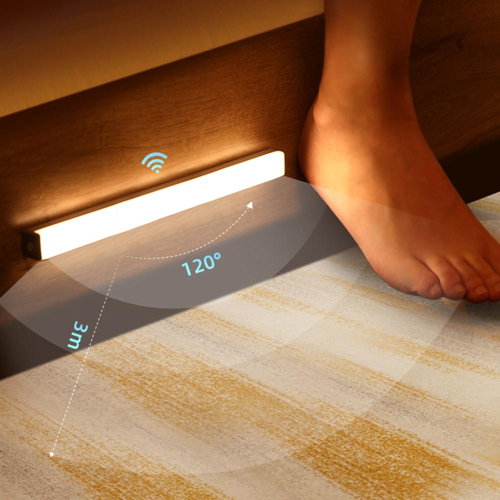 LED Wall Lamp Sensor Bedside Light Wood Frame Night Light Modern Design | Meowbutter