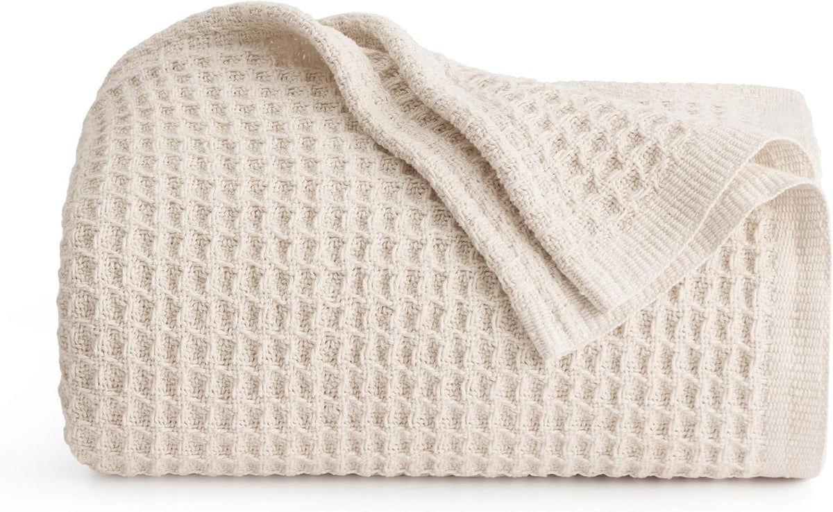 Waffelpiqué-Decke aus 100 % Baumwolle von Cozy Haven in Queensize — weiche, atmungsaktive, offen gewebte Struktur