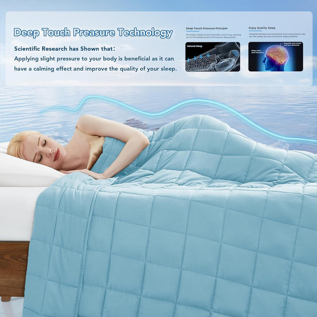 Pătură ponderată Cozy Comfort — țesătură din microfibră răcoritoare, umplutură cu reglare termică