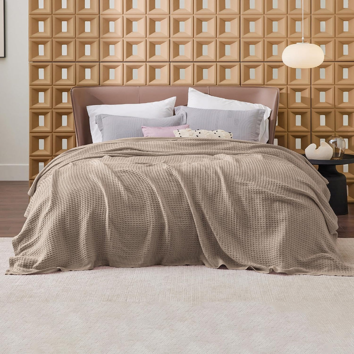 Waffelpiqué-Decke aus 100 % Baumwolle von Cozy Haven in Queensize — weiche, atmungsaktive, offen gewebte Struktur