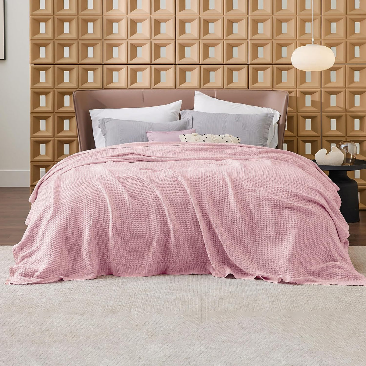 Waffelpiqué-Decke aus 100 % Baumwolle von Cozy Haven in Queensize — weiche, atmungsaktive, offen gewebte Struktur