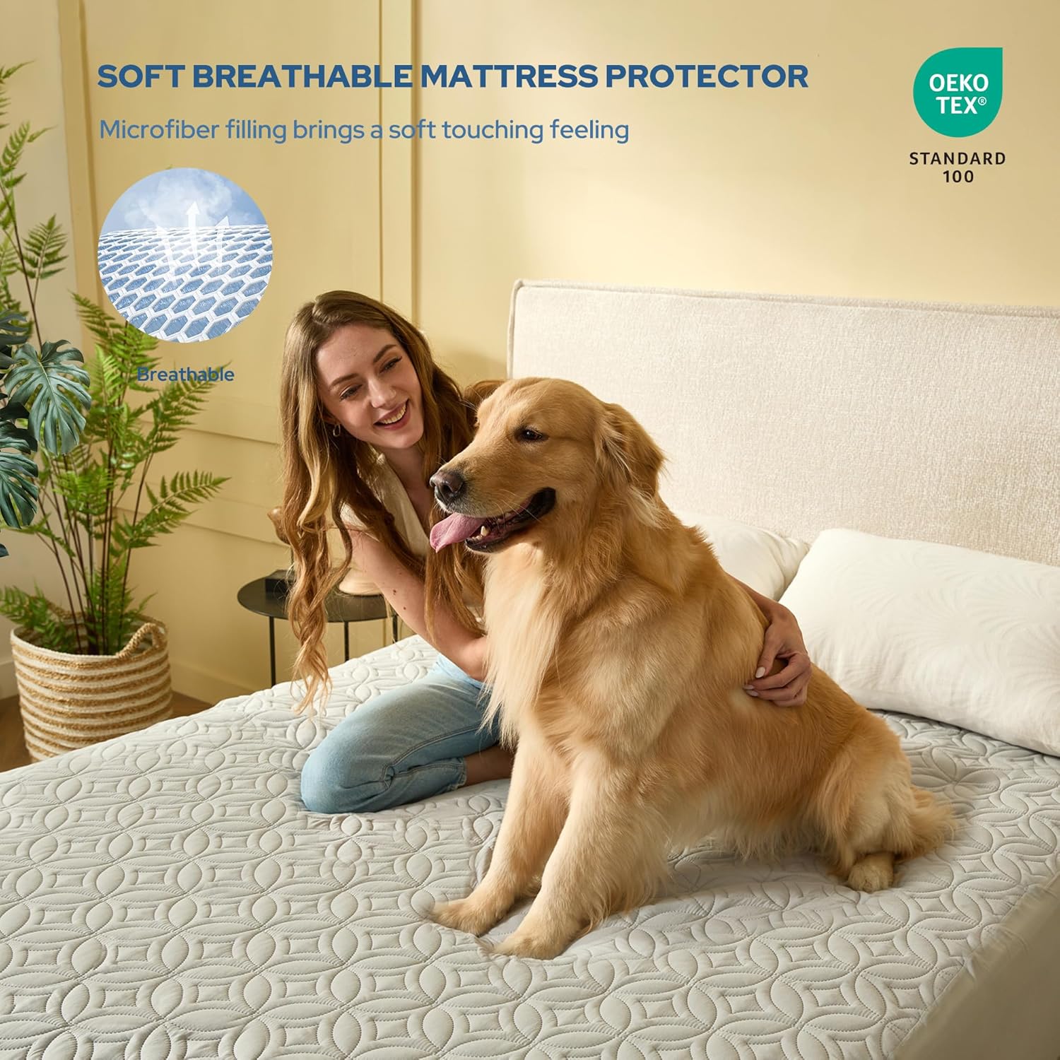ComfortGuard wasserdichter Matratzenschoner – extra tiefe Seitentaschen, atmungsaktiver Bezug